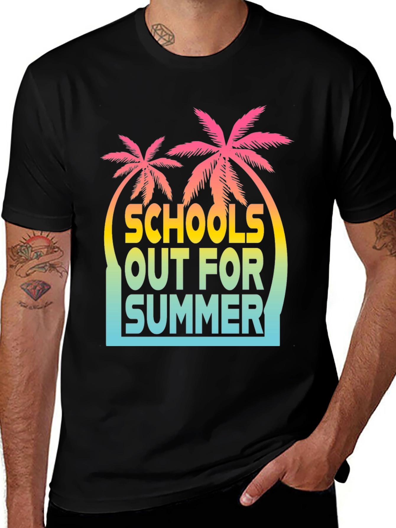 Schools Out For Summer T-Shirt - Palm Tree Design