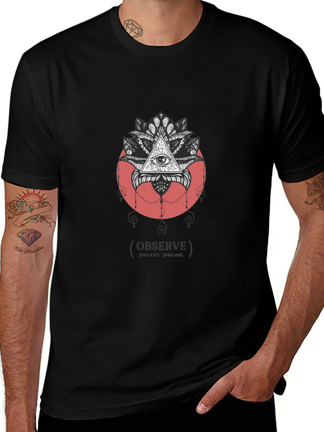 Black Observe T-Shirt - Illuminati Eye Design main image