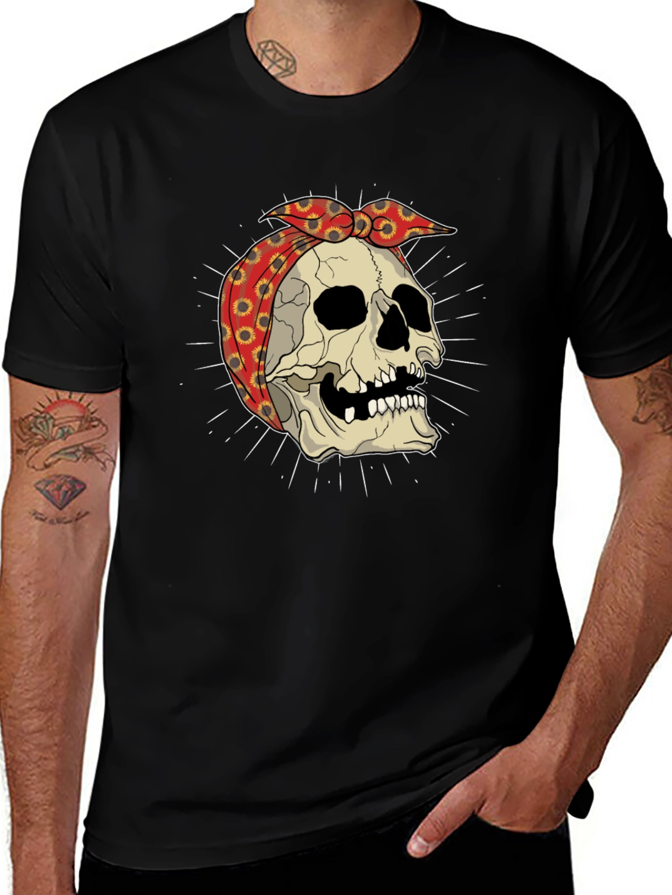 Variant 4 of Skull Bandana T-Shirt - Rockabilly Style