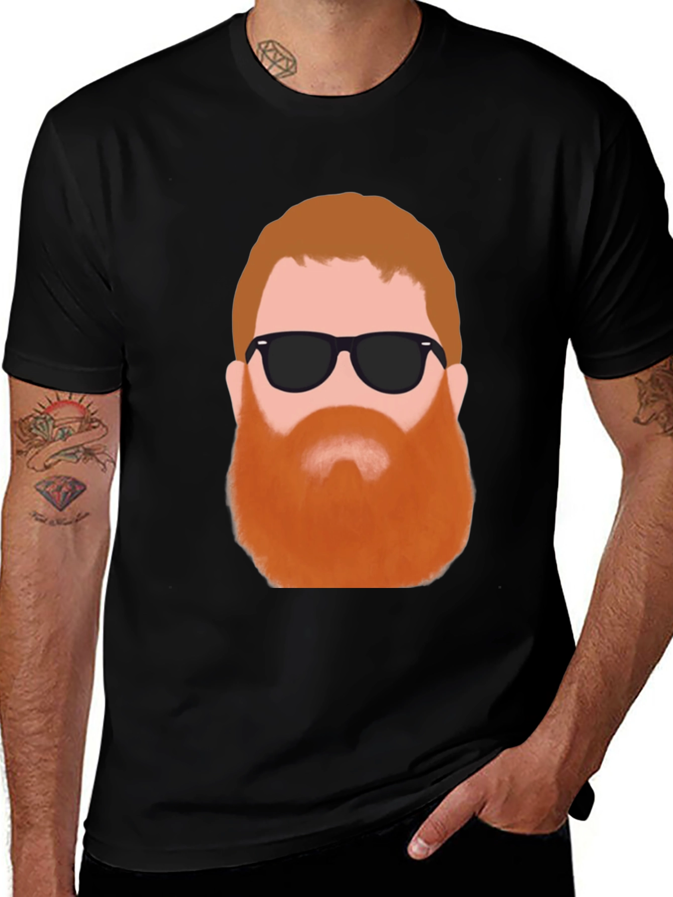 Variant 7 of Bearded Man Graphic Tee - Cool & Casual Black T-Shirt