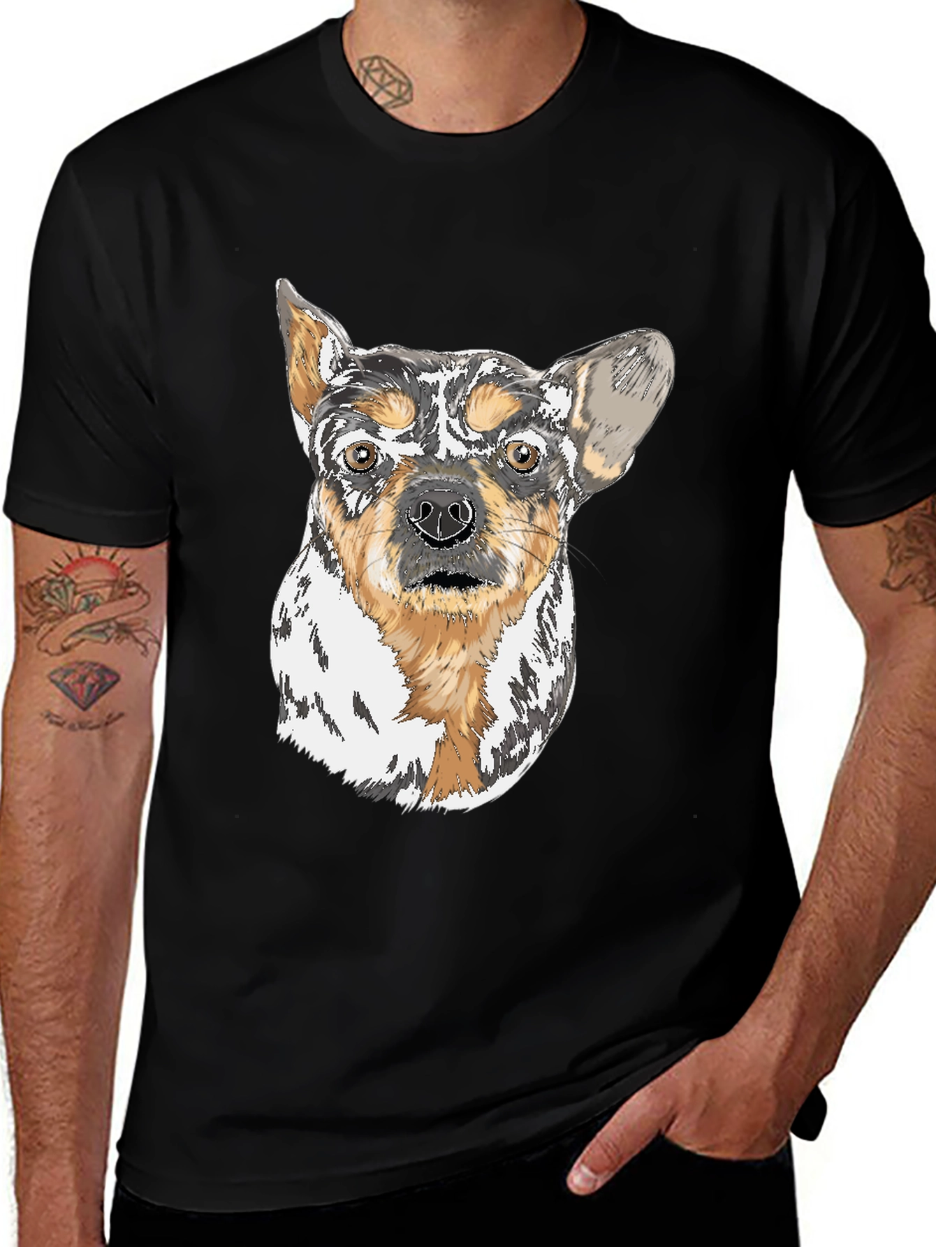 Variant 8 of Dog Art Black T-Shirt - Unique Pet Lover Gift