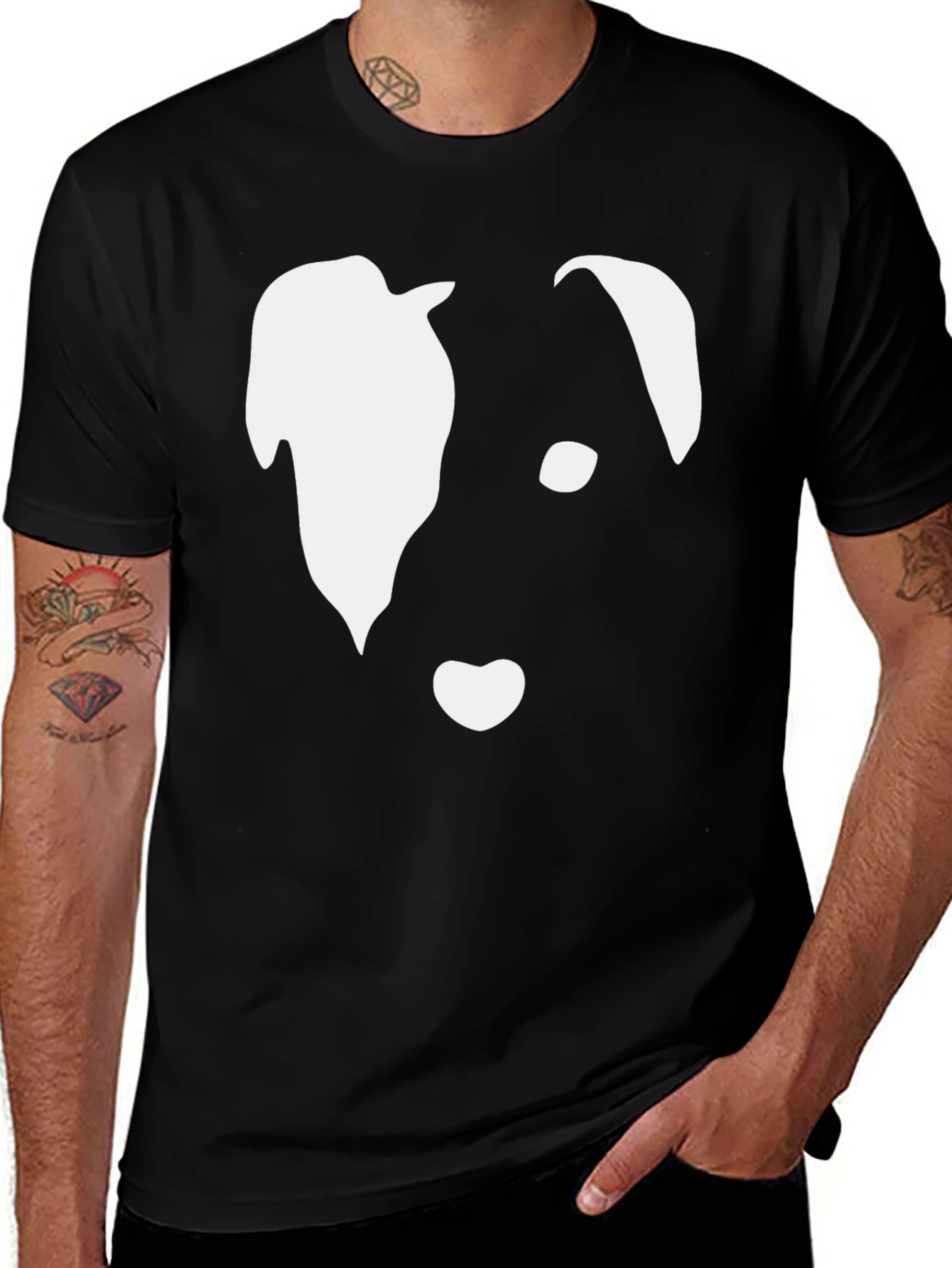 Variant 24 of Abstract Dog Face Graphic Tee - Black