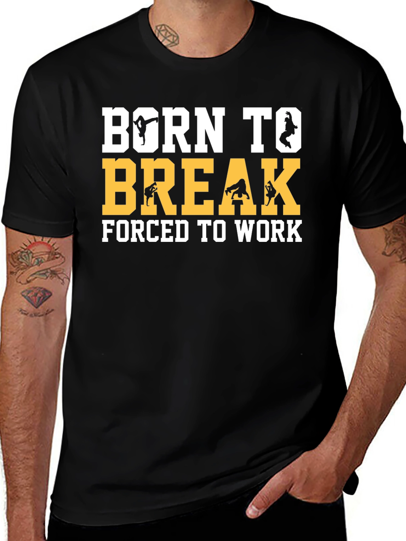 Variant 14 of Born To Break Dance Black Graphic T-Shirt