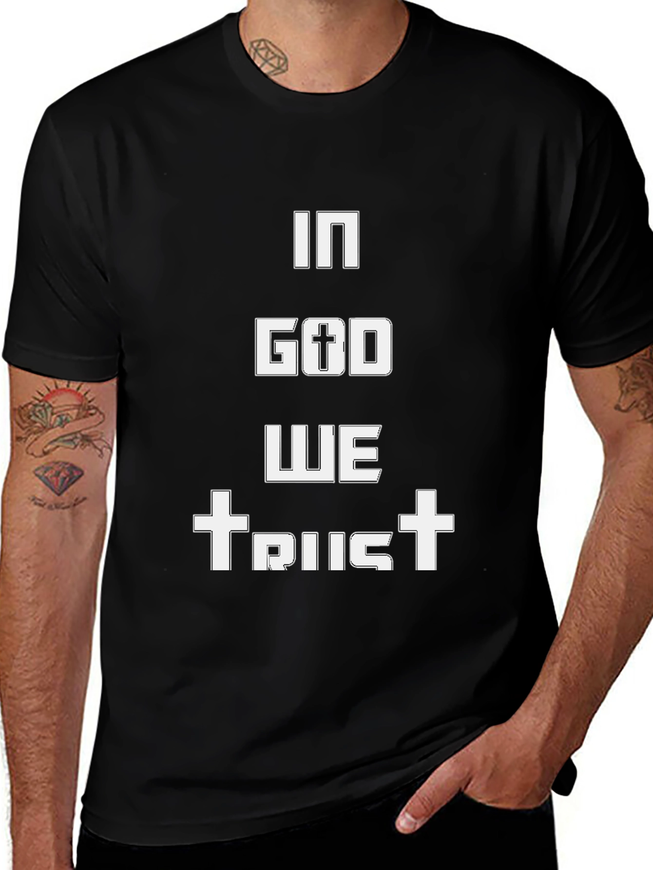 Variant 12 of In God We Trust Black Graphic Tee Shirt
