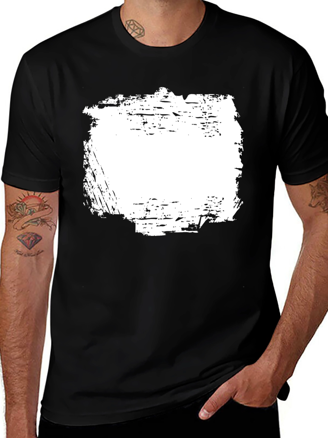 Variant 8 of Black T-Shirt with Distressed White Graphic
