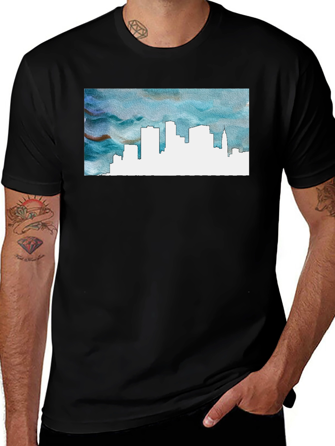 Cityscape Graphic Tee - Men's Black T-Shirt