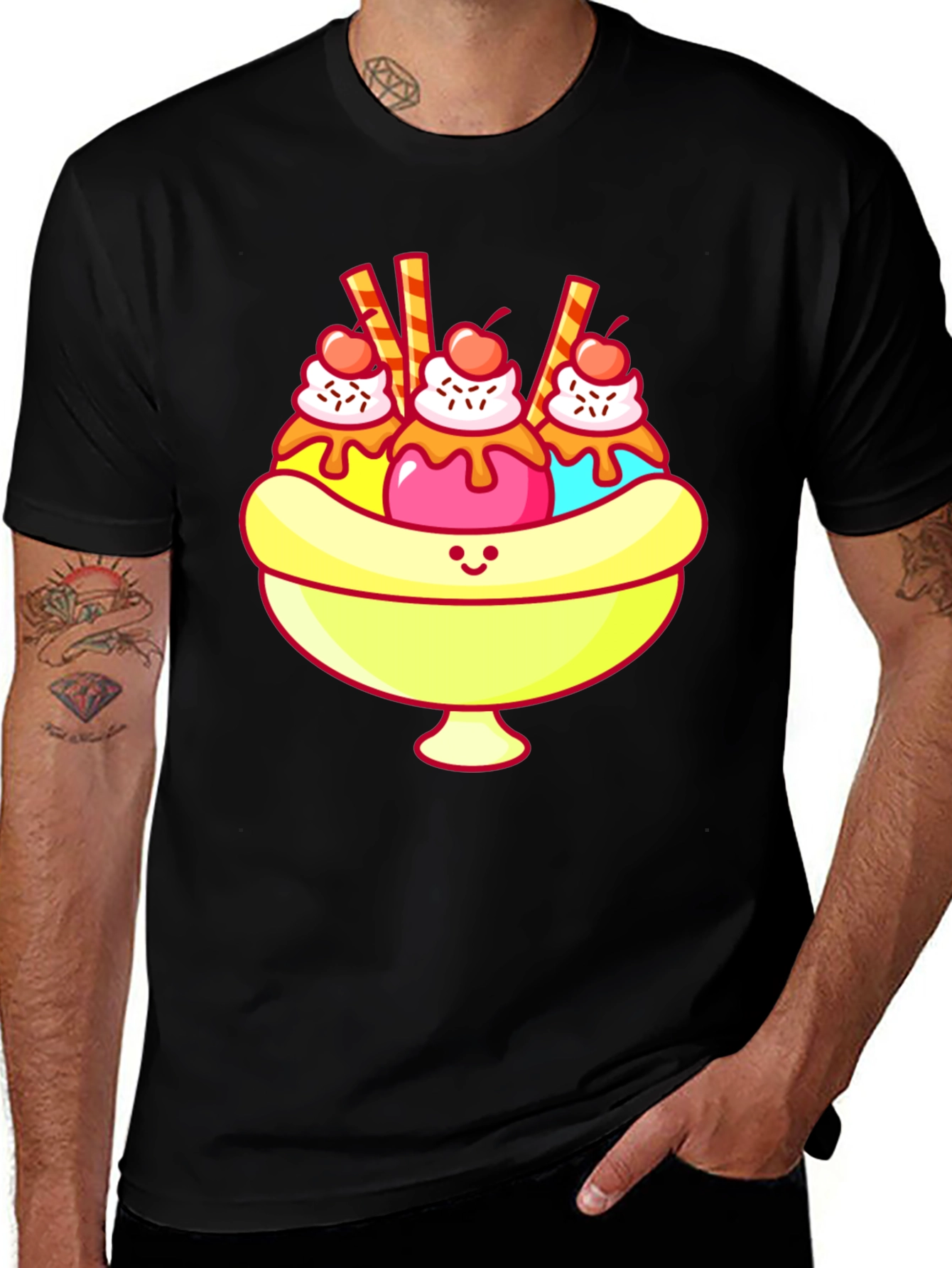 Variant 10 of Banana Split T-Shirt - Sweet Cartoon Graphic Tee