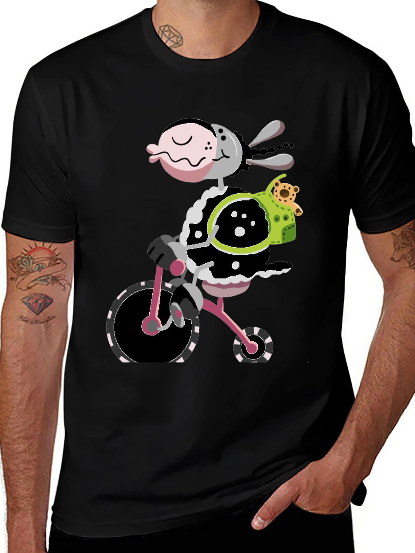 Variant 19 of Funky Cow on Bike Graphic T-Shirt