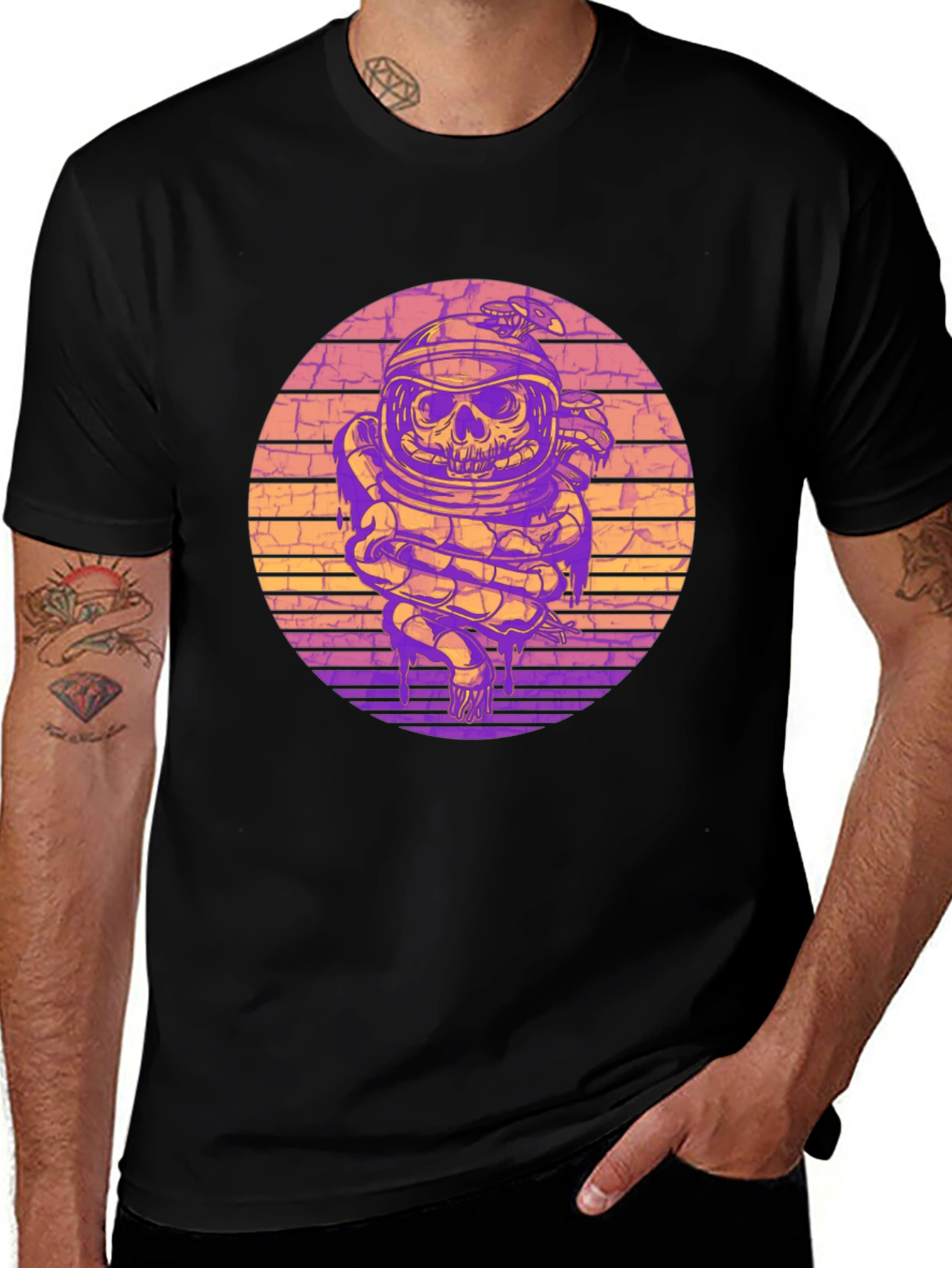 Variant 24 of Astronaut Skull Snake Graphic Tee