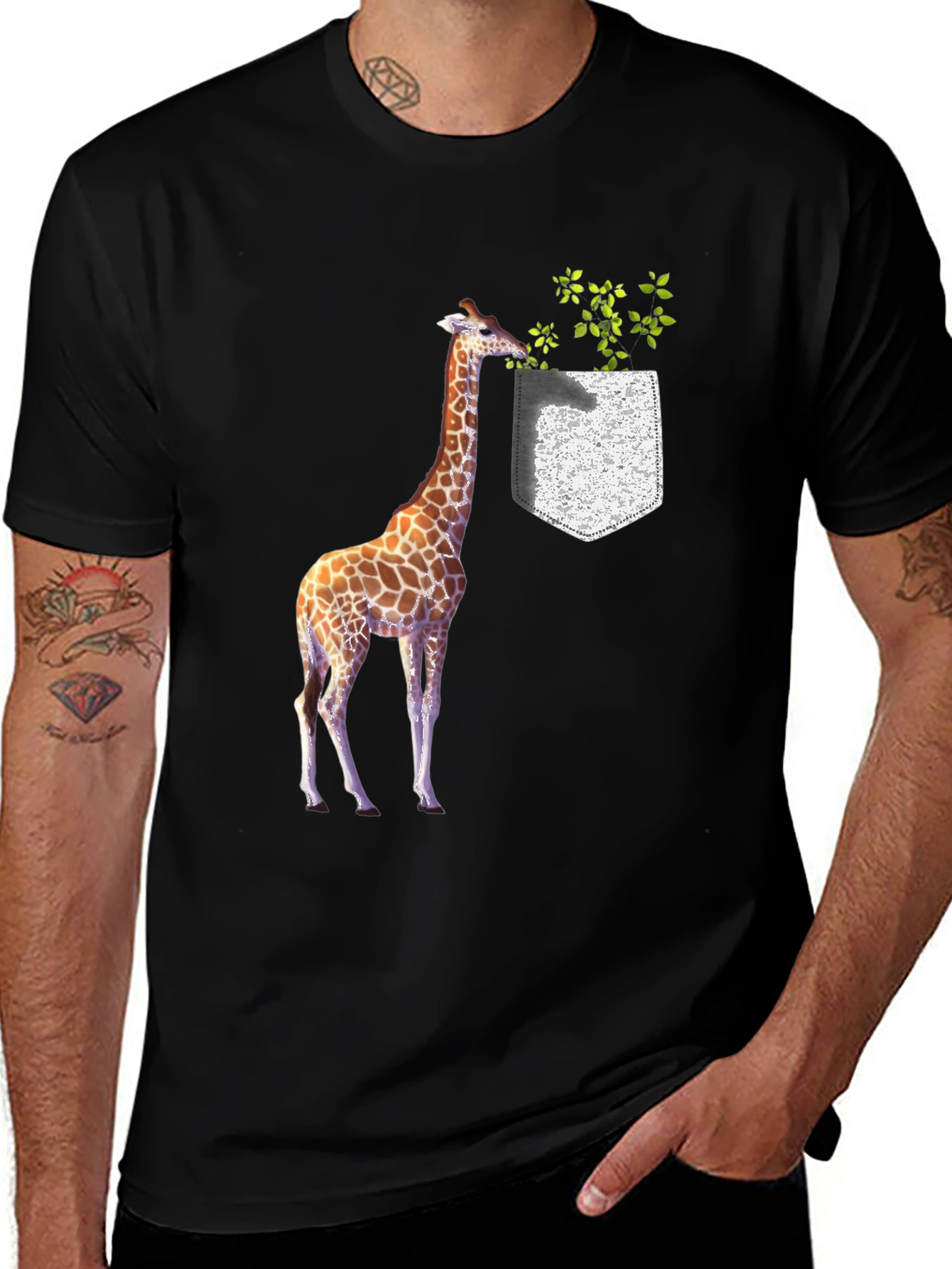 Variant 19 of Giraffe Pocket T-Shirt - Novelty Graphic Tee