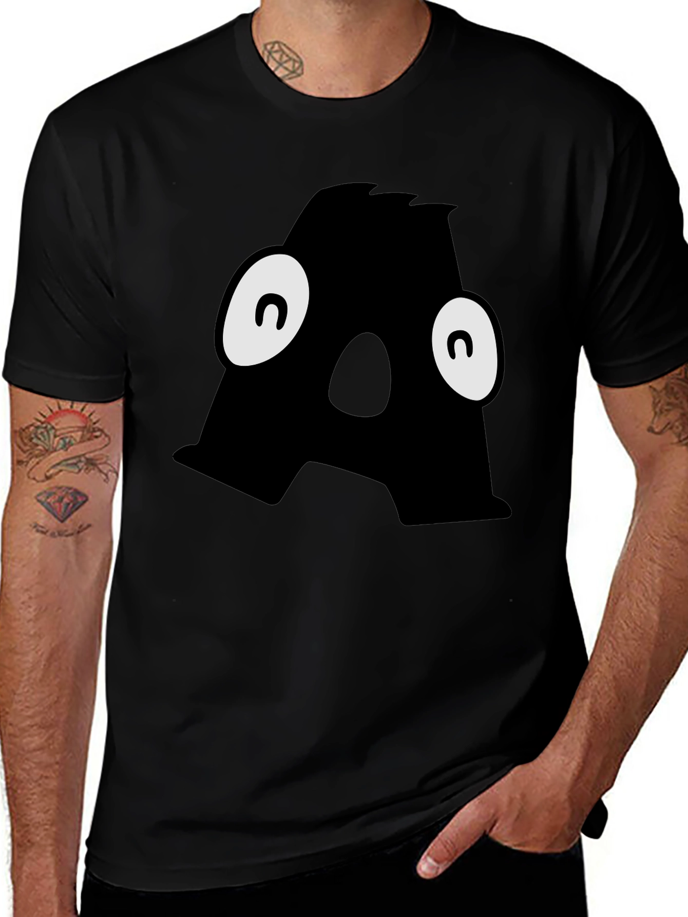 Variant 13 of Letter A Monster Graphic Black T-Shirt