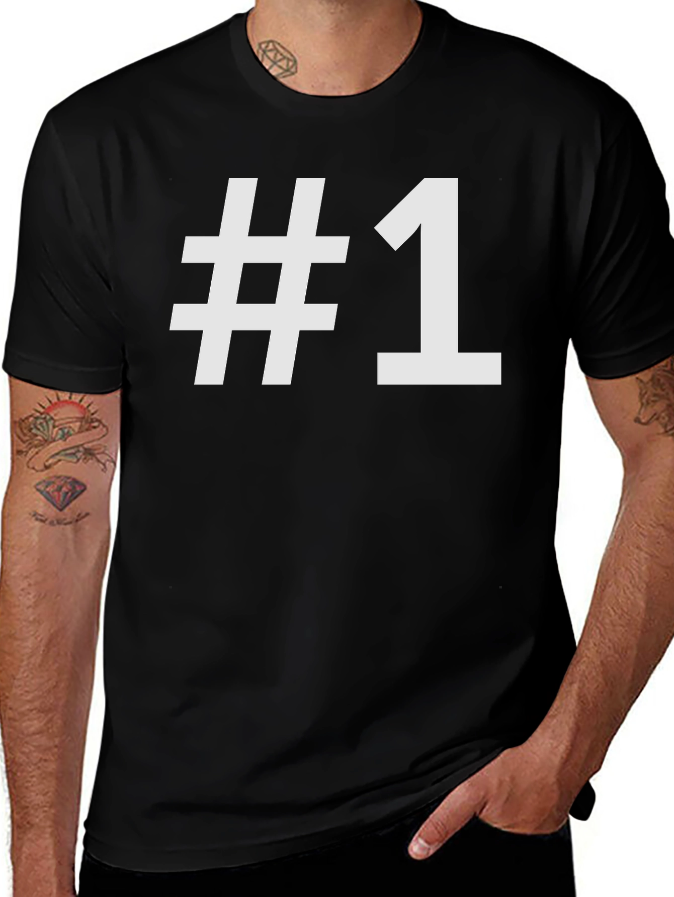 Variant 24 of Number One T-Shirt - Black Cotton Tee