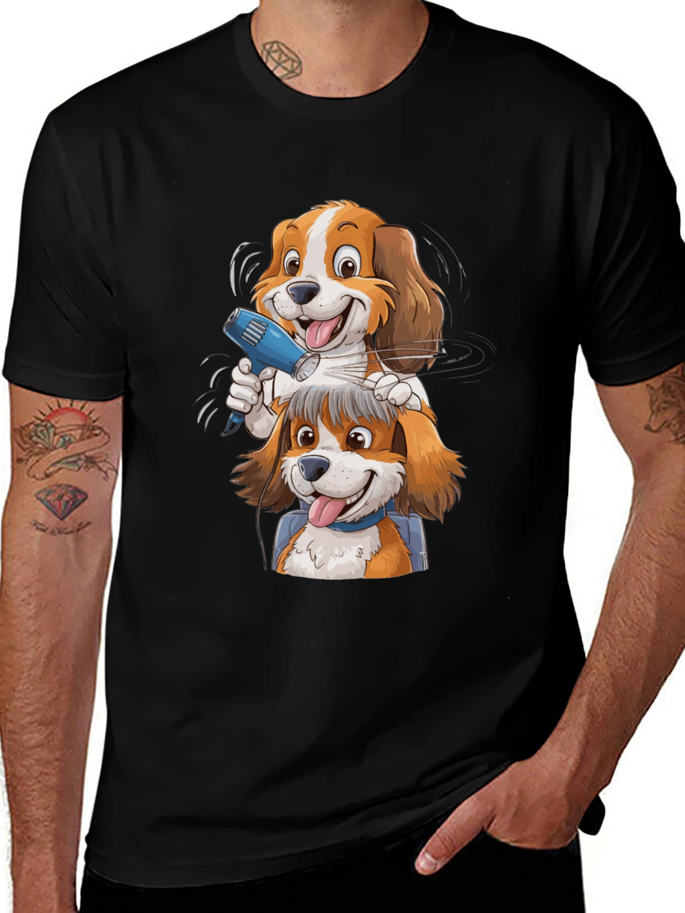 Variant 8 of Funny Dog Grooming Cartoon Graphic Tee