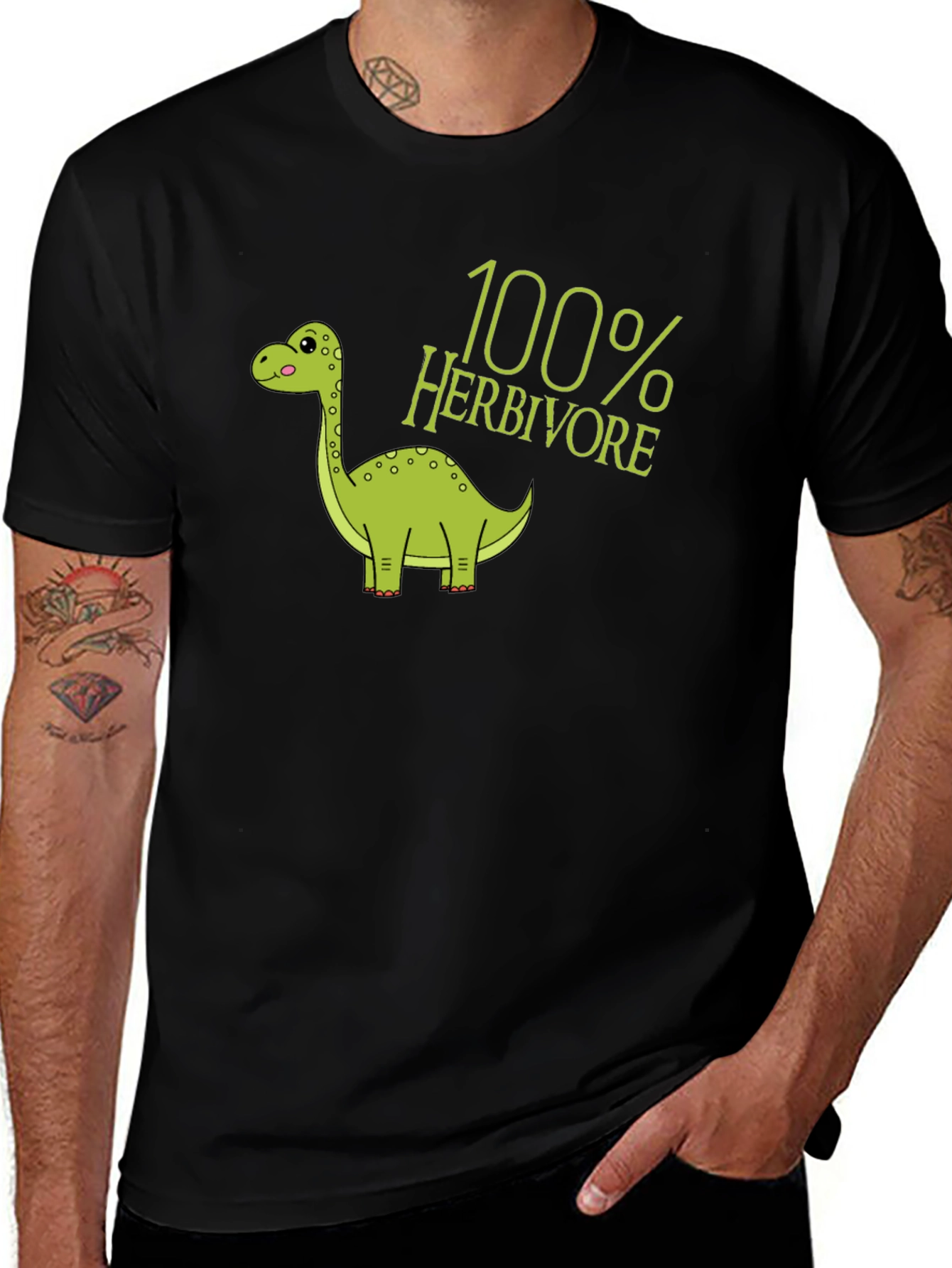 Variant 27 of 100% Herbivore Dinosaur Black T-Shirt