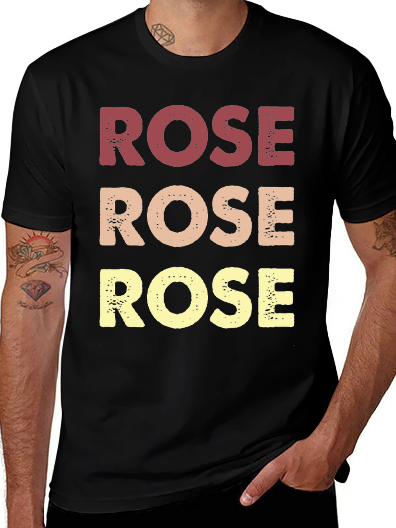 Variant 10 of Retro "Rose" Graphic T-Shirt - Black