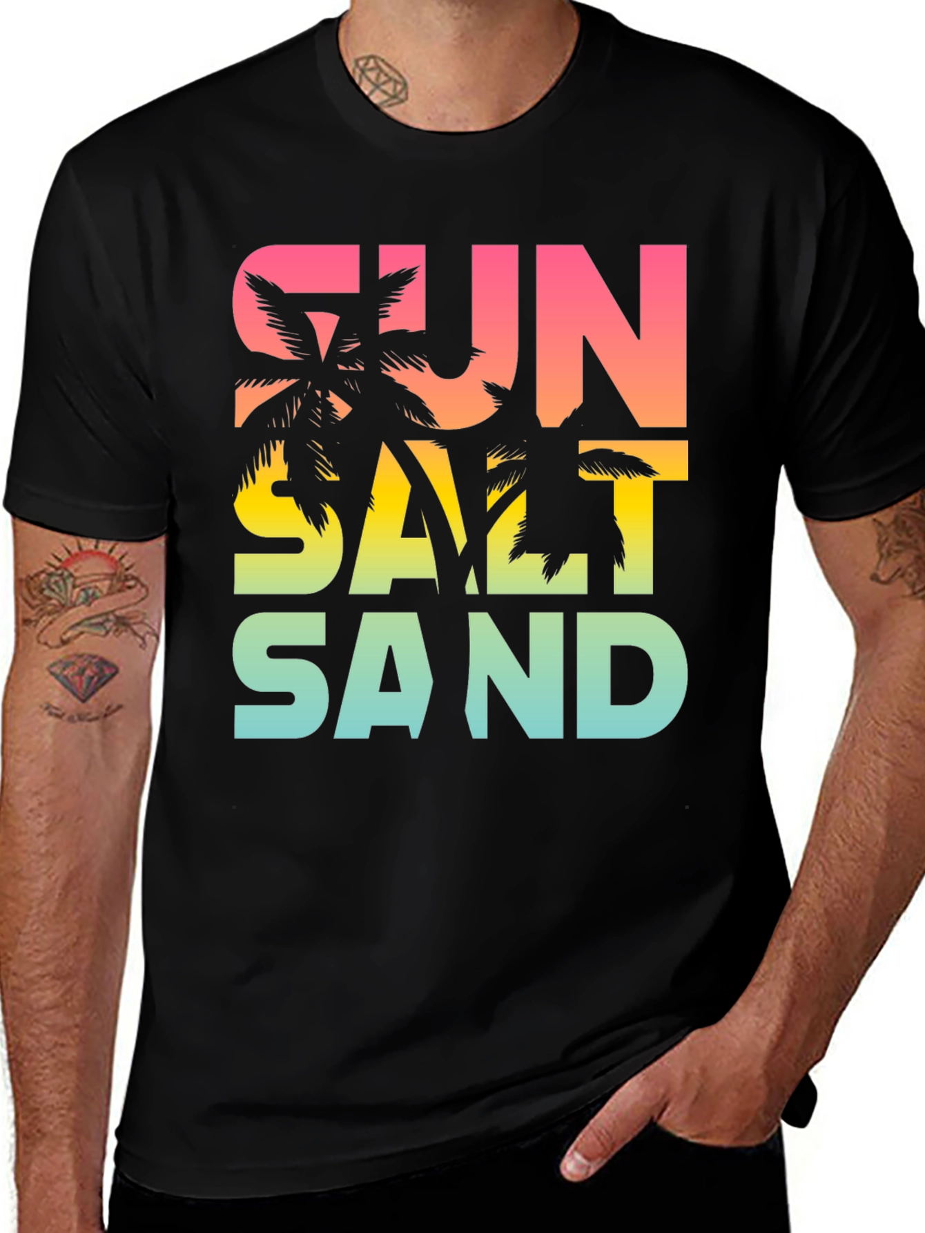Black Sun Salt Sand Graphic Tee - Tropical Summer Vibes T-Shirt main image