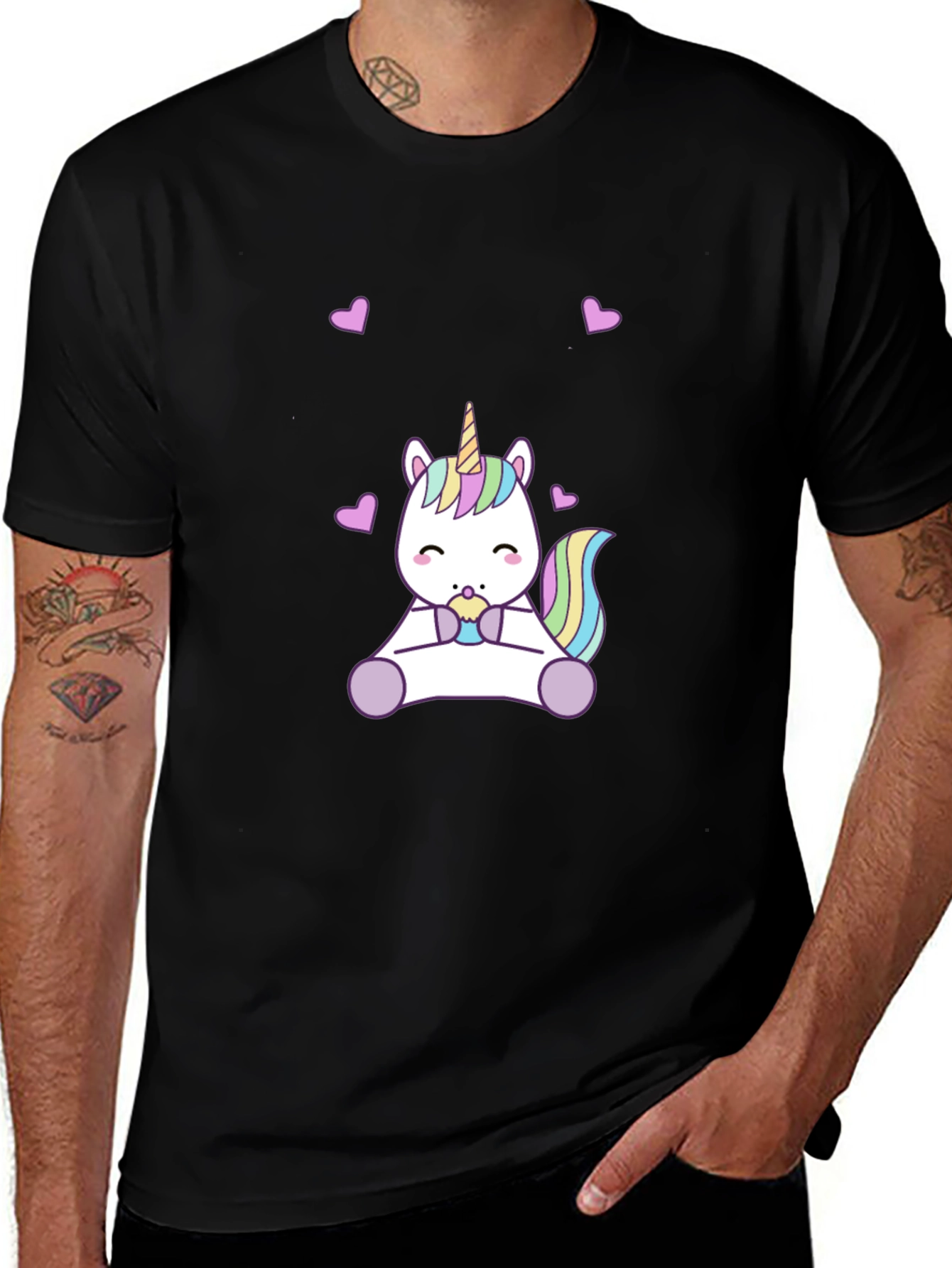 Variant 21 of Cute Unicorn Black T-Shirt