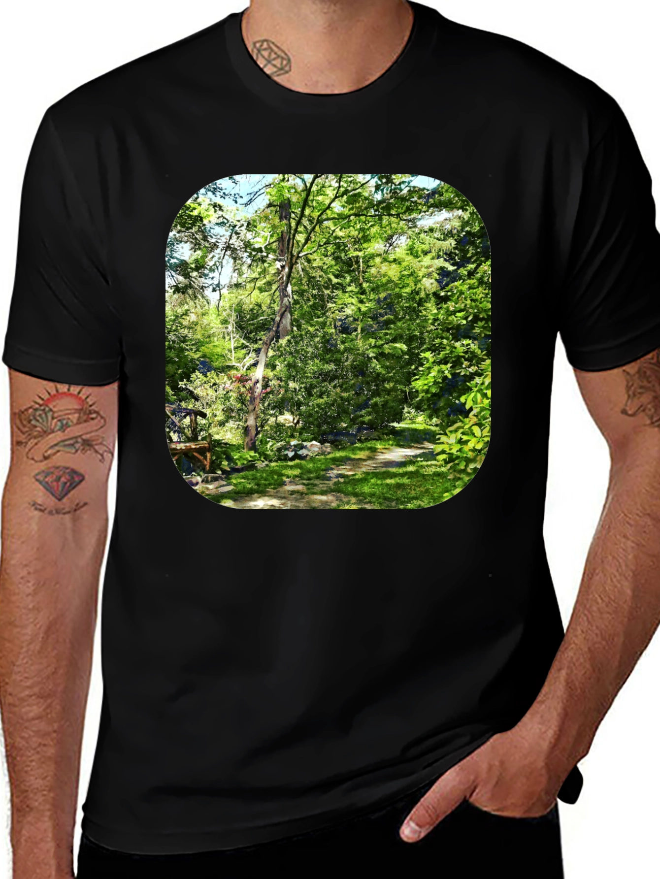 Variant 18 of Nature Scene Graphic Black T-Shirt
