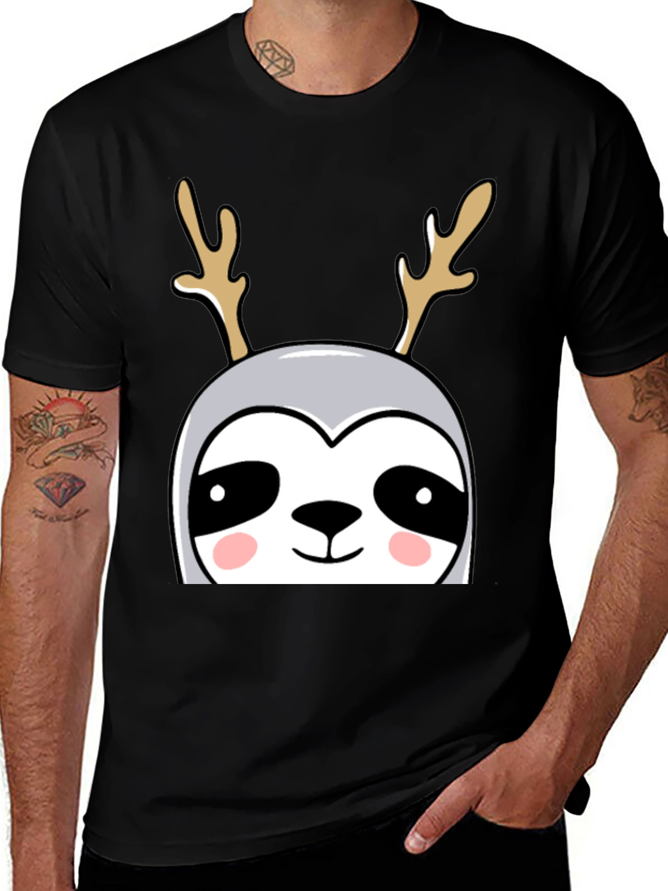 Variant 6 of Sloth Reindeer Graphic Tee