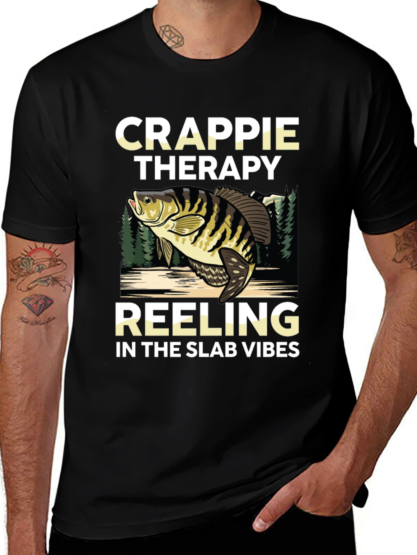 Variant 19 of Crappie Therapy T-Shirt - Fishing Vibes