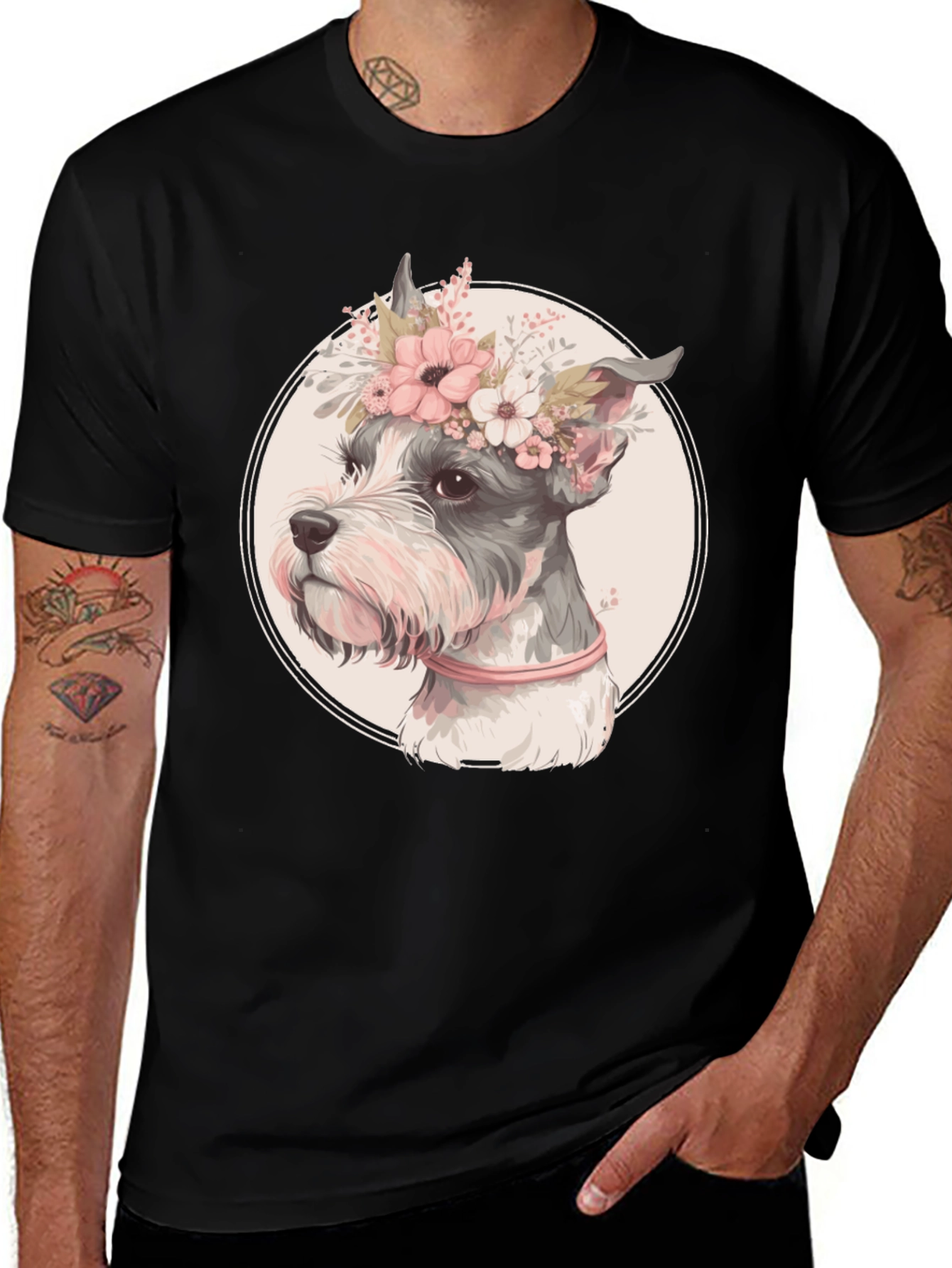 Variant 7 of Dog with Flower Crown Graphic Tee