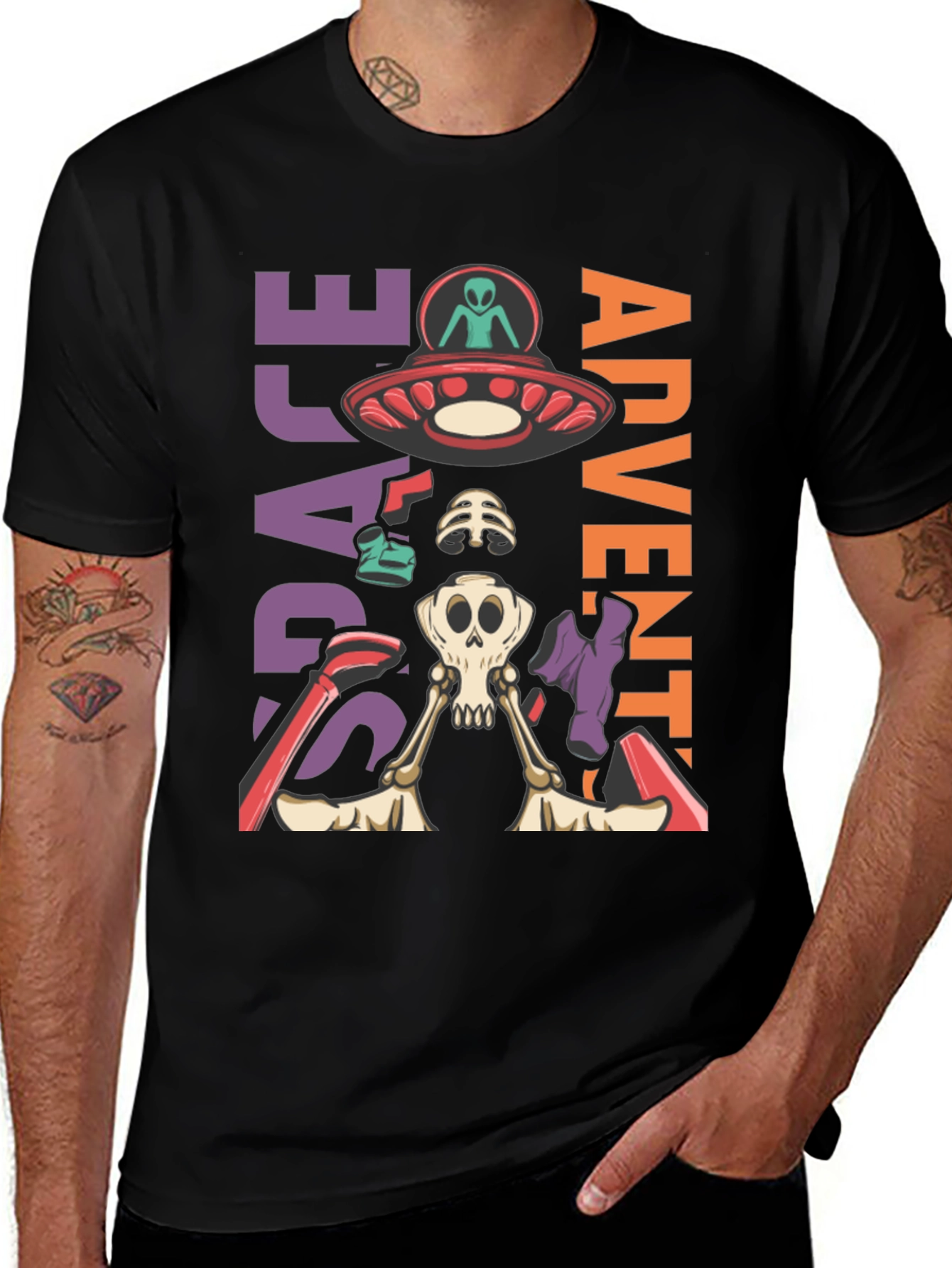 Variant 10 of Space Adventure Skeleton Graphic T-Shirt