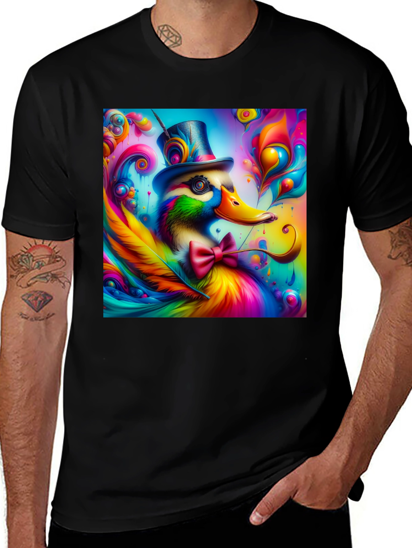 Variant 27 of Colorful Duck Top Hat T-Shirt