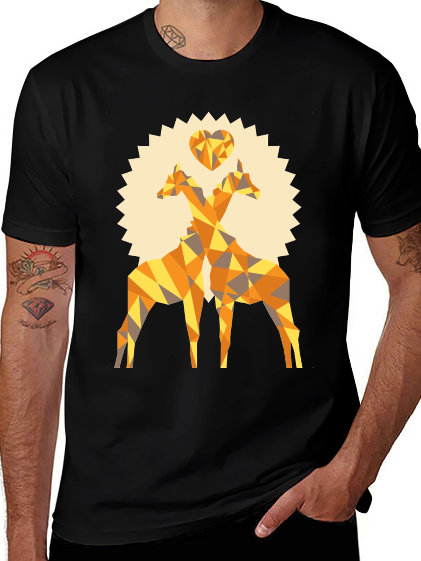 Variant 18 of Geometric Giraffe Love T-Shirt - Modern Art Tee