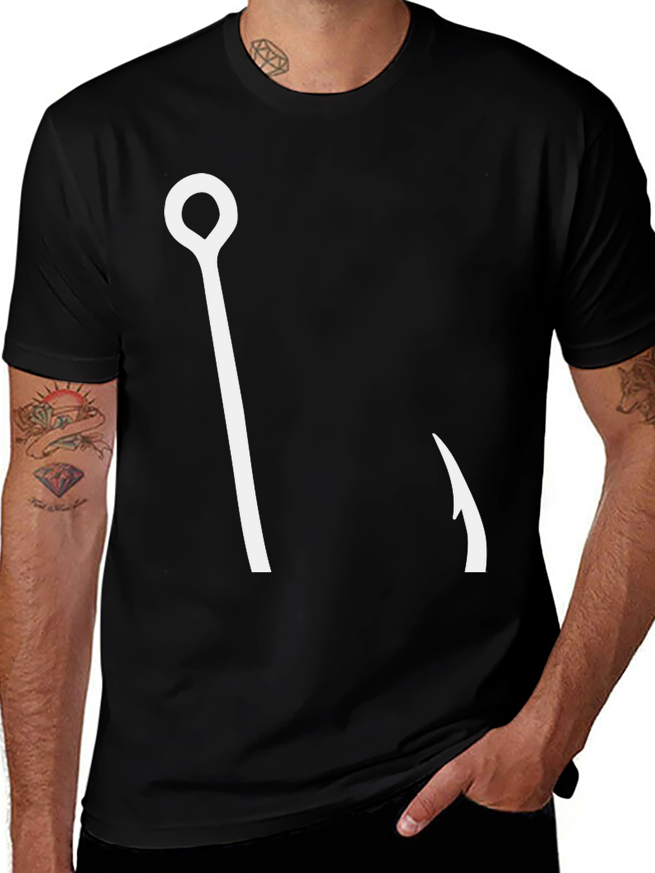 Variant 7 of Fishing Hook Graphic Tee - Casual Style