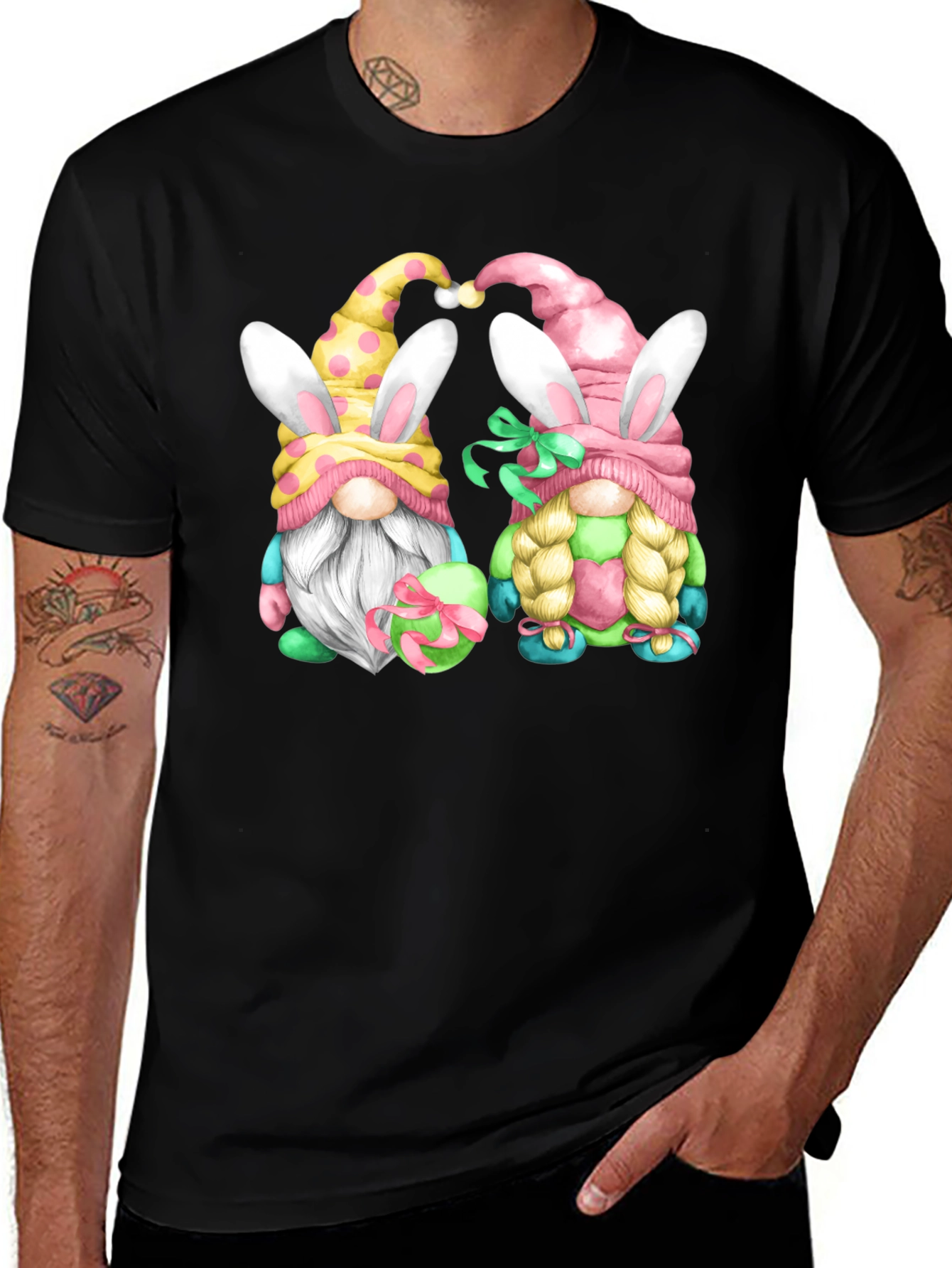 Easter Gnomes Graphic Tee - Black