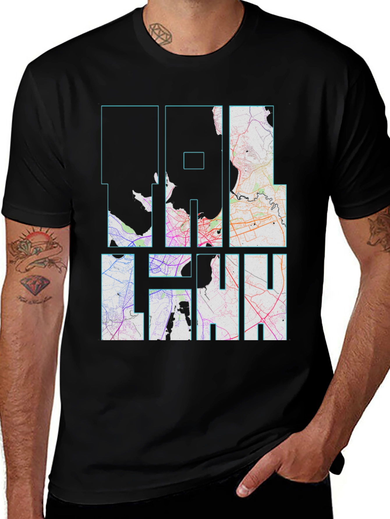 Variant 12 of Coolhan City Map Black T-Shirt