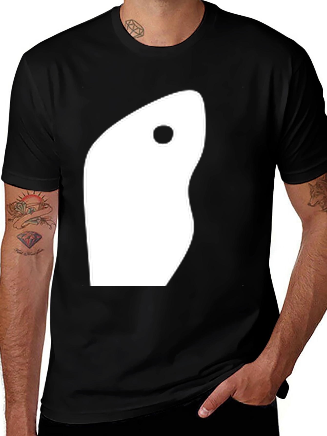 Variant 5 of Abstract Yin Yang Style Graphic Tee - Modern Black T-Shirt