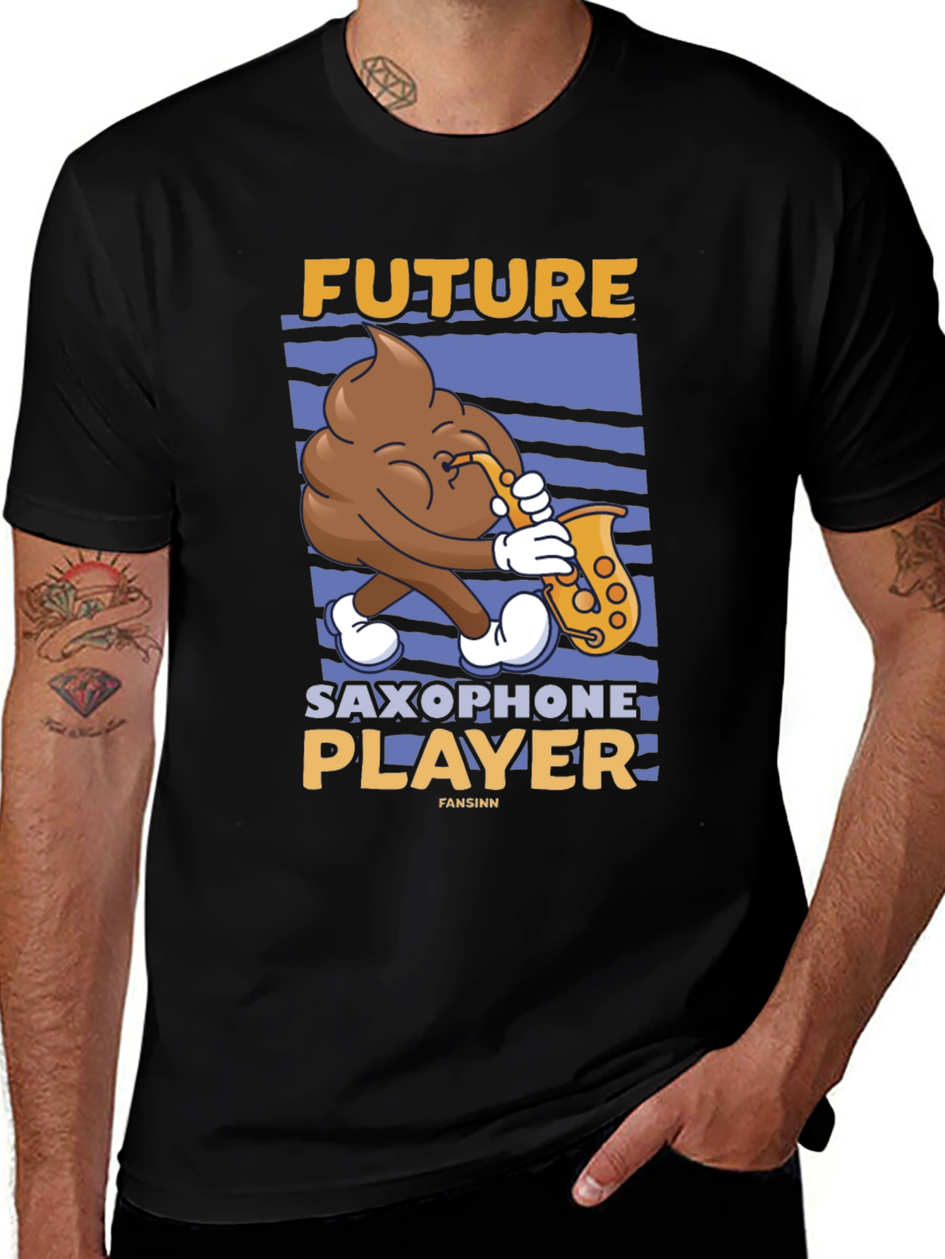Variant 6 of Future Saxophone Player T-Shirt - Funny Poop Emoji Tee