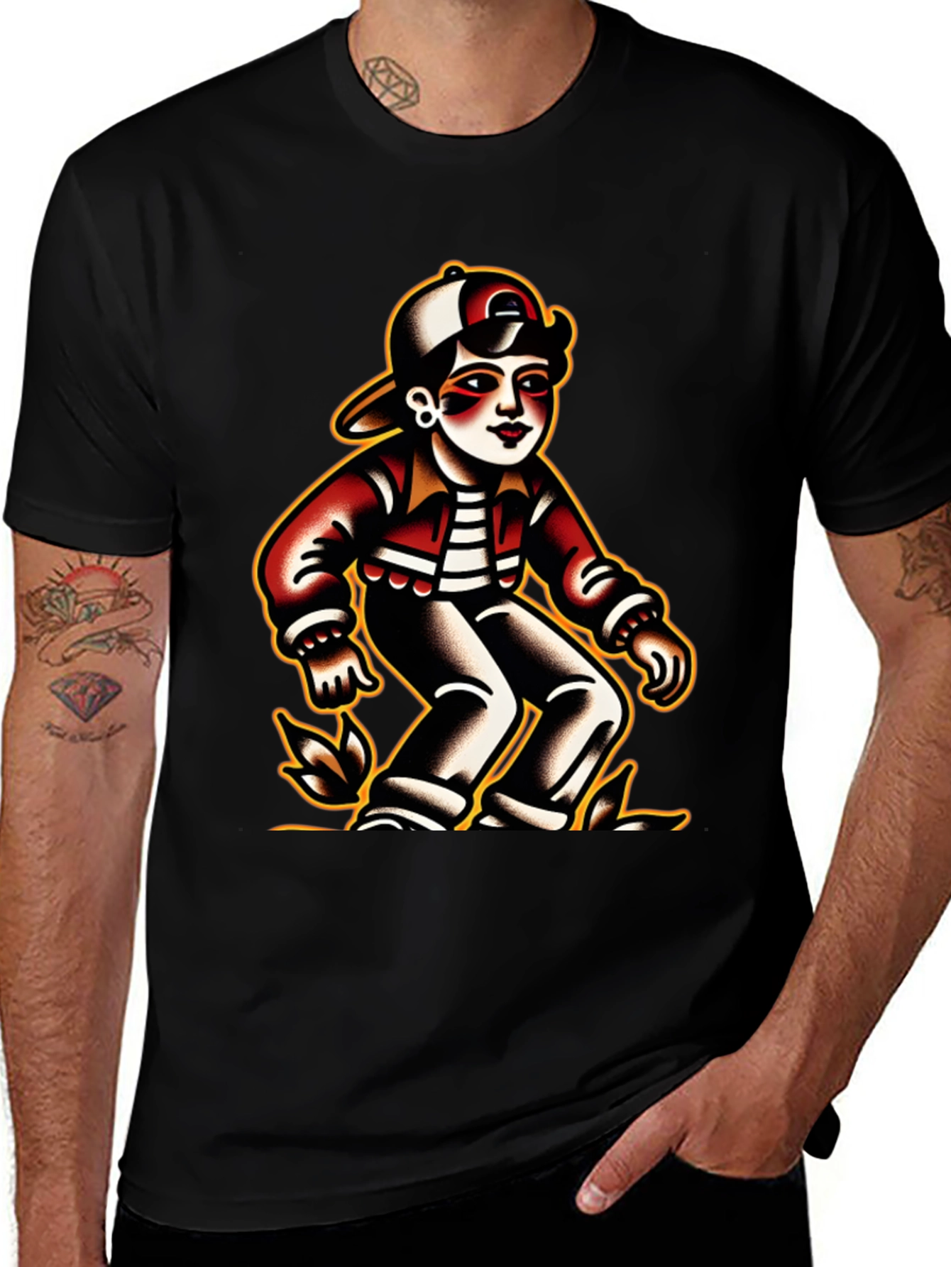 Variant 23 of Retro Cartoon Character Black T-Shirt