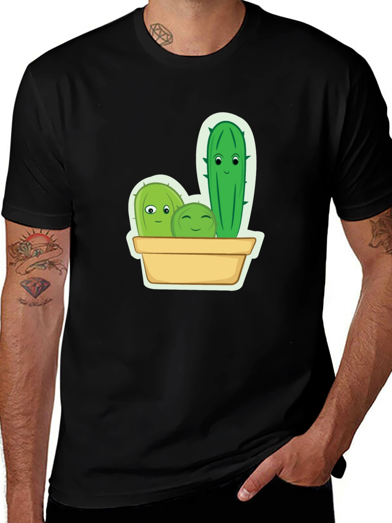 Black Cute Cactus Crew Graphic Tee main image