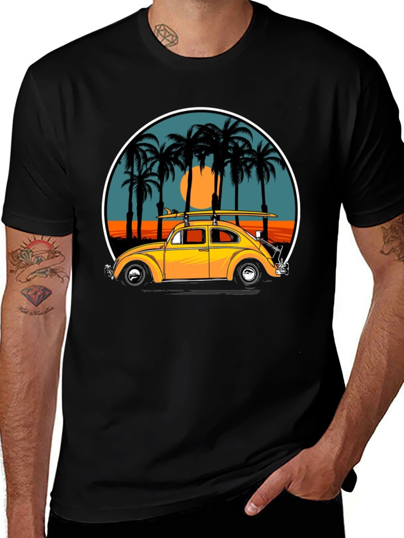 VW Bug Surf Tee - Retro Beach Vibes T-Shirt
