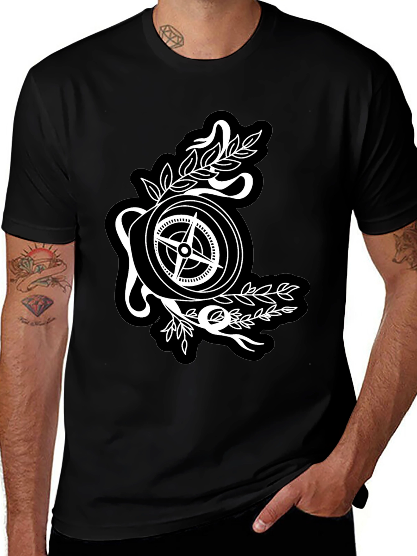 Variant 25 of Compass Graphic Tee - Stylish Black T-Shirt