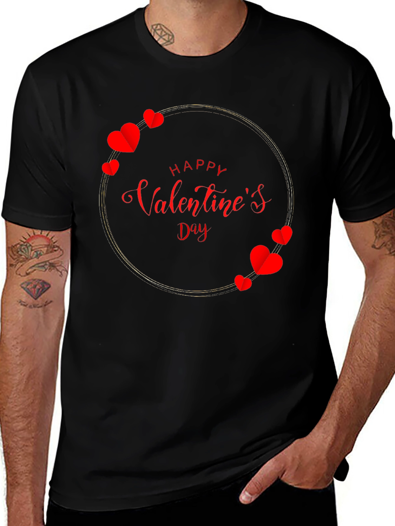 Happy Valentine's Day Black T-Shirt