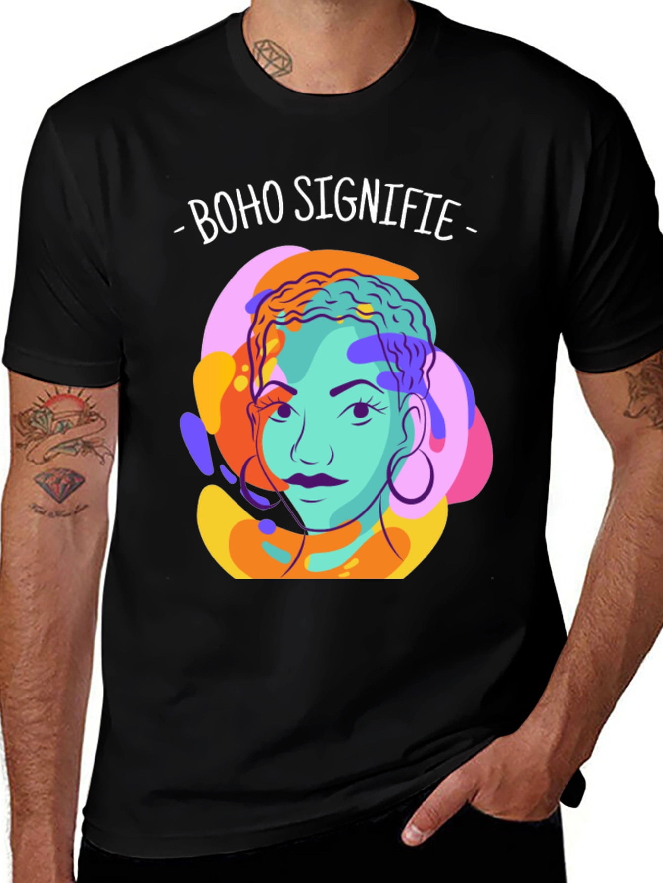 Variant 4 of Boho Signifie Graphic Tee - Unisex Black T-Shirt