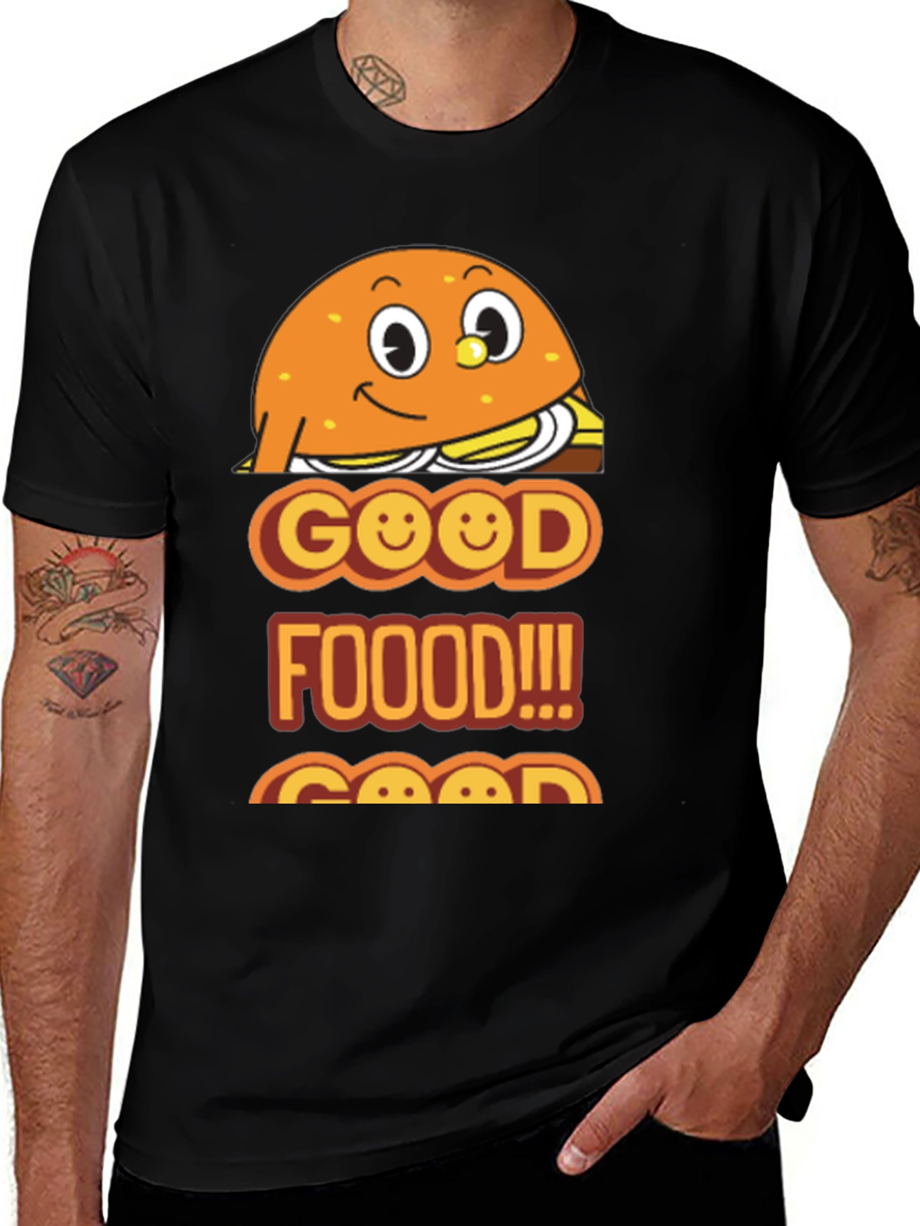 Variant 23 of Good Food Burger Graphic Tee - Unisex Black T-Shirt