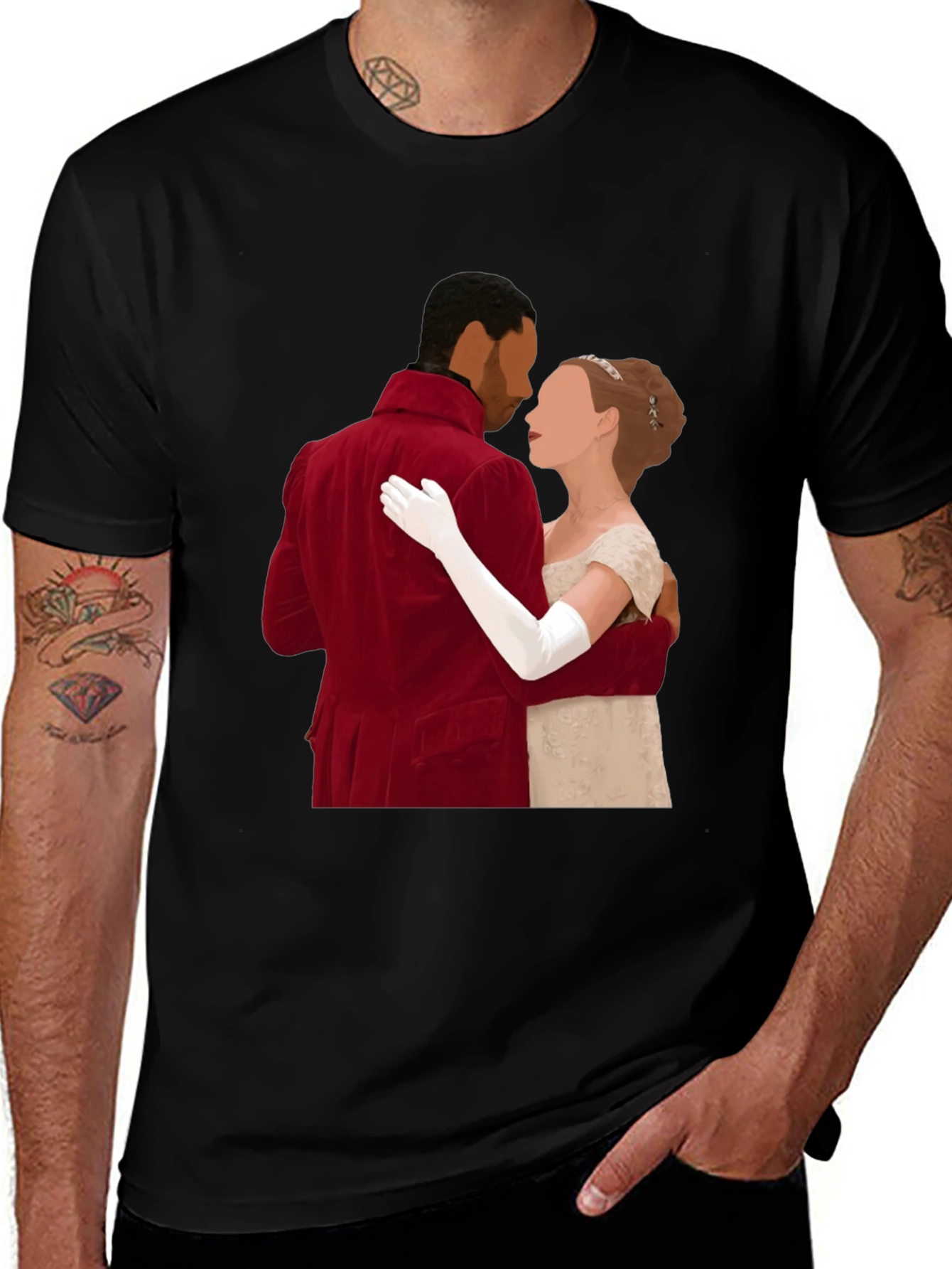 Bridgerton Couple Black T-Shirt