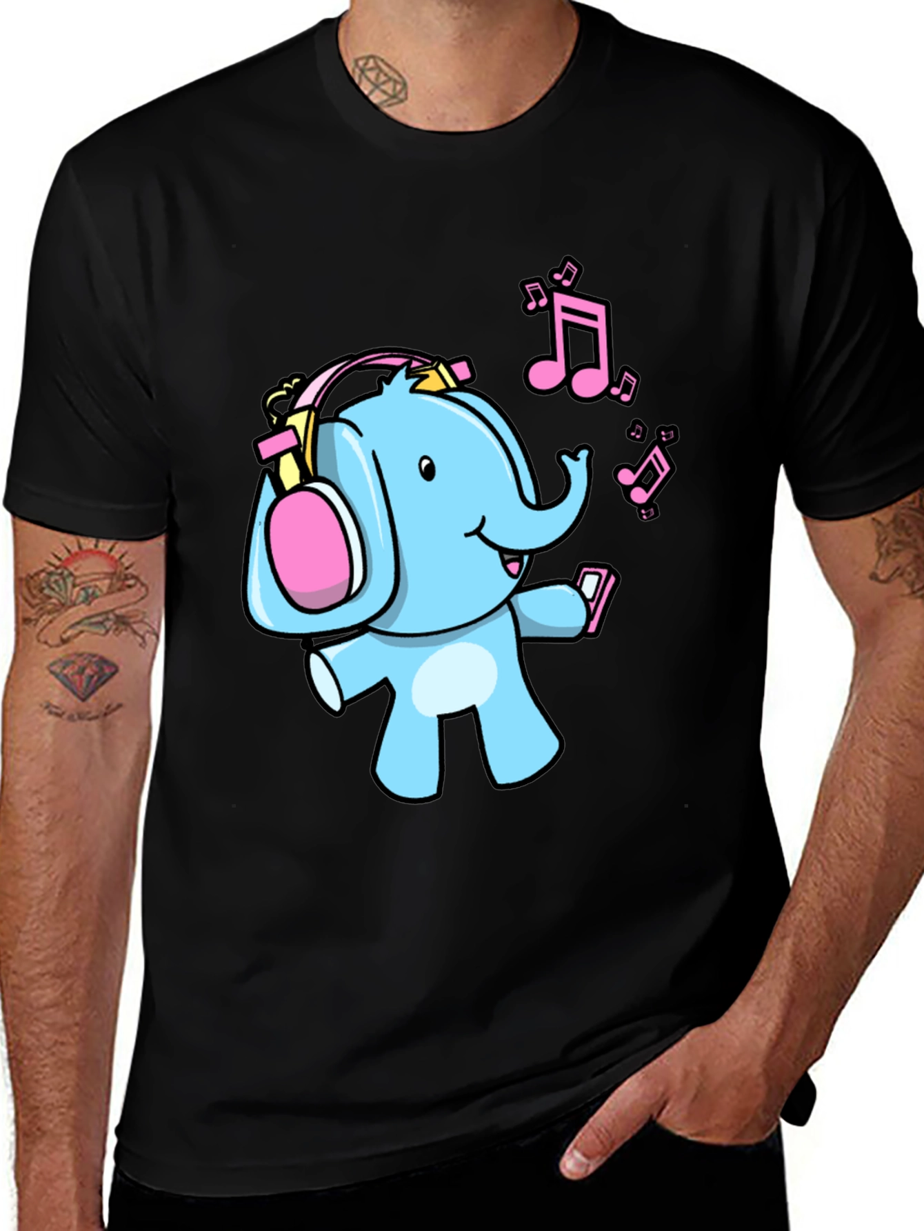 Black Elephant DJ Graphic Tee - Fun Music Lover Shirt main image