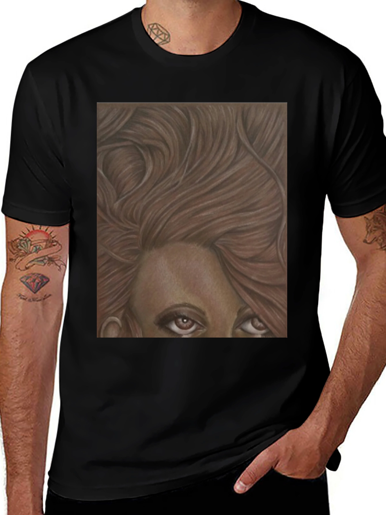 Variant 21 of Eye See You Graphic Tee - Trendy Black T-Shirt