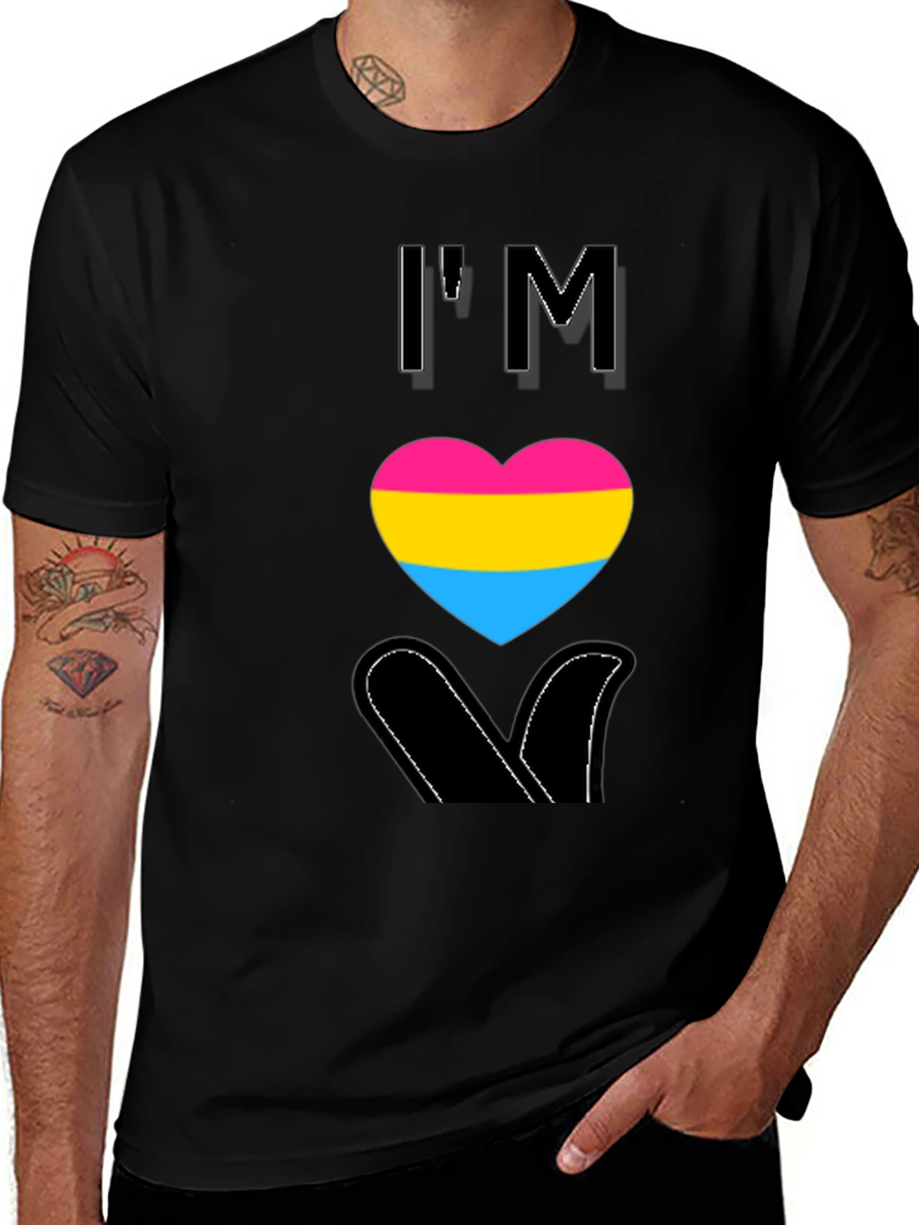 Variant 21 of Pansexual Pride T-Shirt - 'I'm' Heart Design