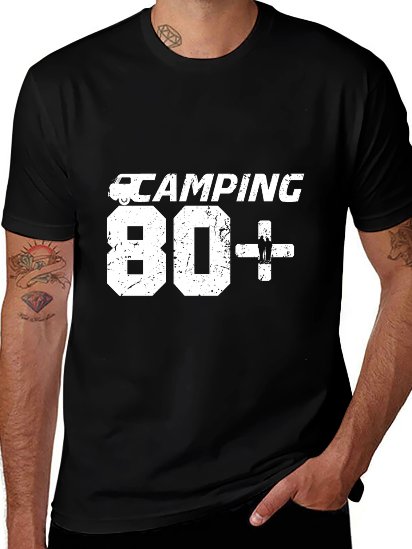 Variant 15 of Camping 80+ T-Shirt Funny Outdoor Adventure Tee