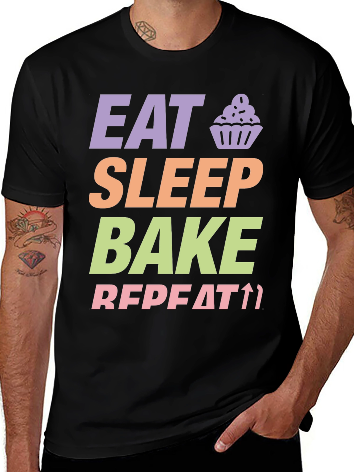 Variant 7 of Eat Sleep Bake Repeat T-Shirt - Perfect for Bakers!