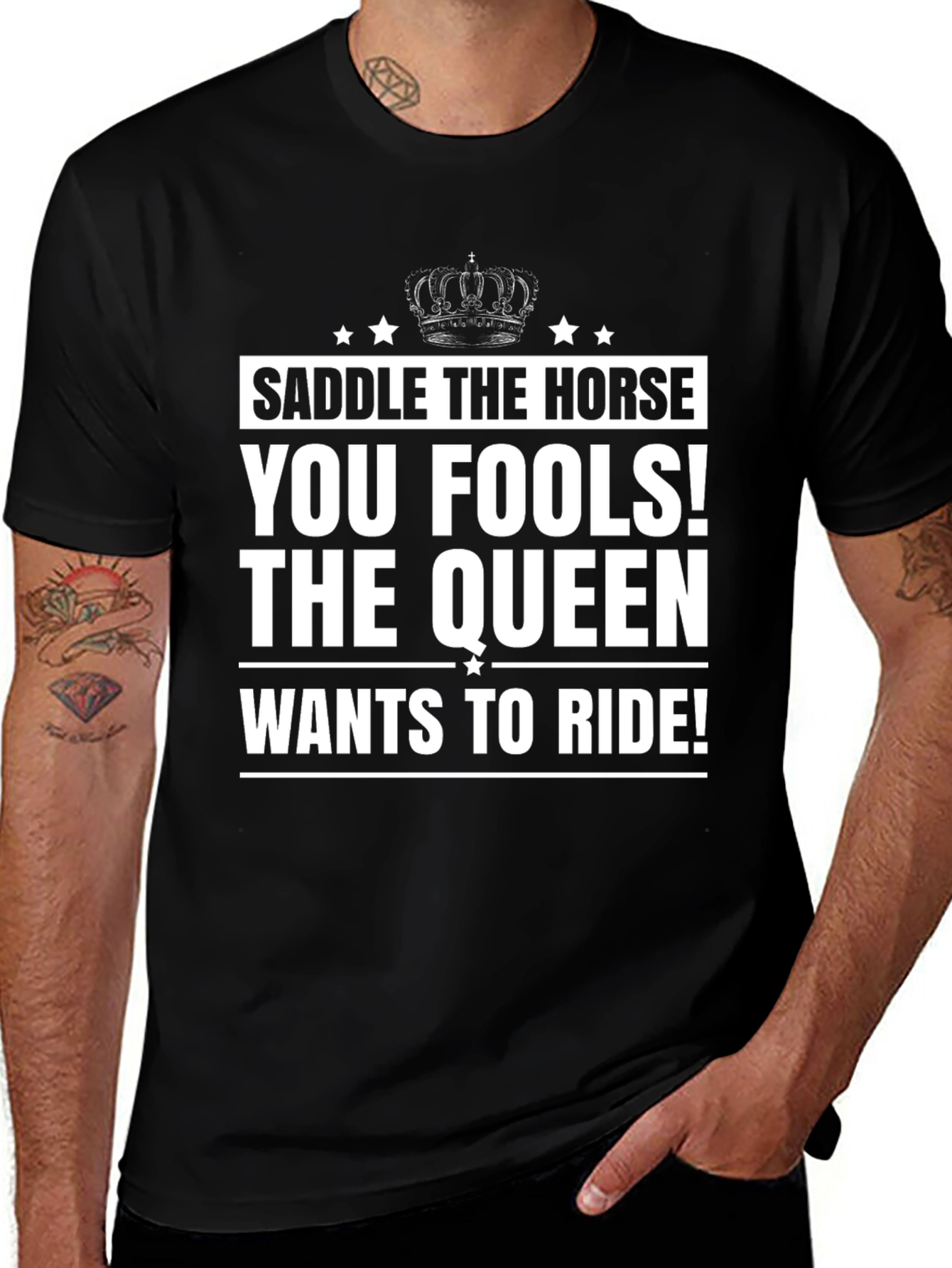 Variant 7 of Saddle The Horse T-Shirt - Queen Wants To Ride Graphic Tee