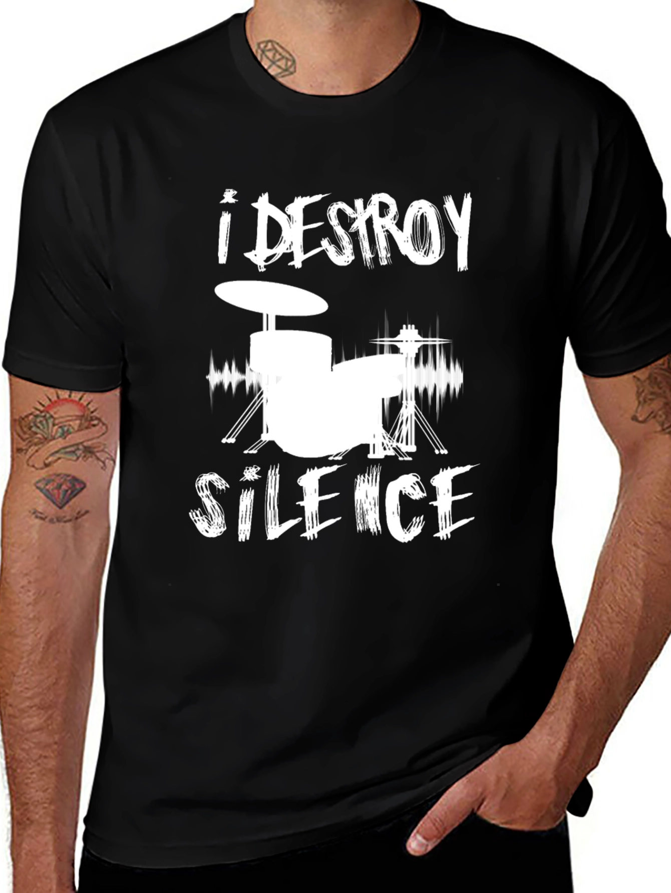 I Destroy Silence Drummer Black T-Shirt