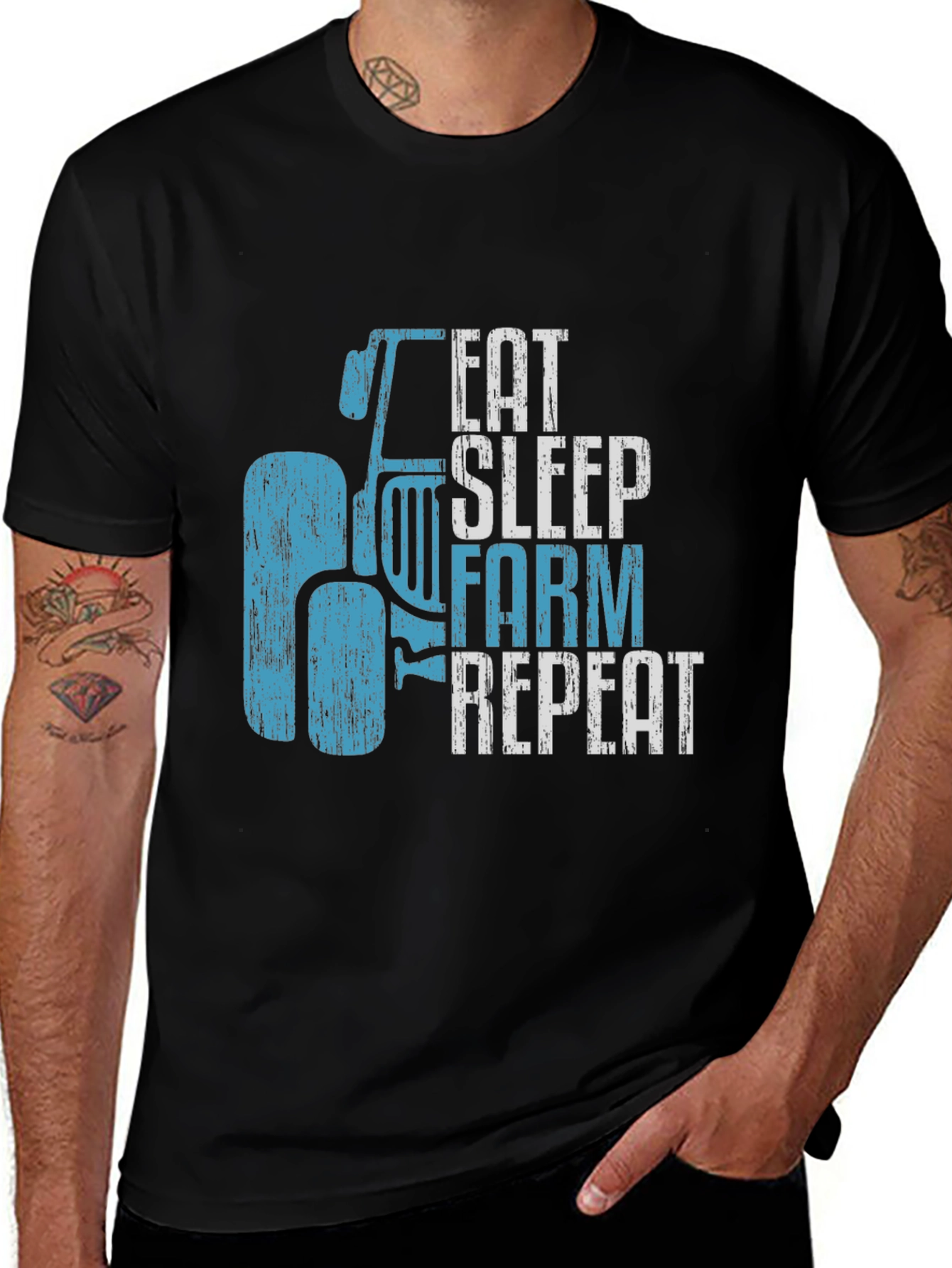 Variant 10 of Eat Sleep Farm Repeat Graphic Tee