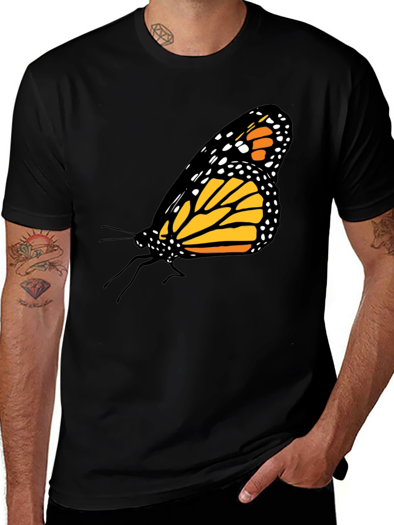 Variant 13 of Butterfly Graphic Black T-Shirt